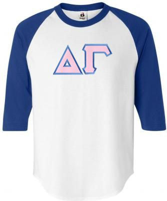 Discount Delta Gamma Lettered Raglan Shirt DISCOUNT-Delta Gamma Lettered Raglan Shirt
