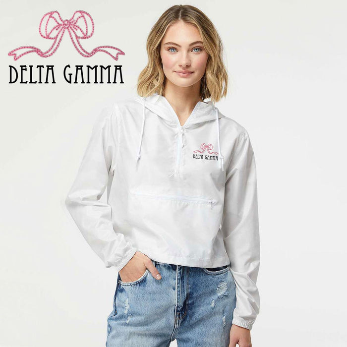 Delta Gamma Lightweight Quarter Zip Pullover Crop Windbreaker Delta Gamma Lightweight Quarter-Zip Pullover Crop Windbreaker