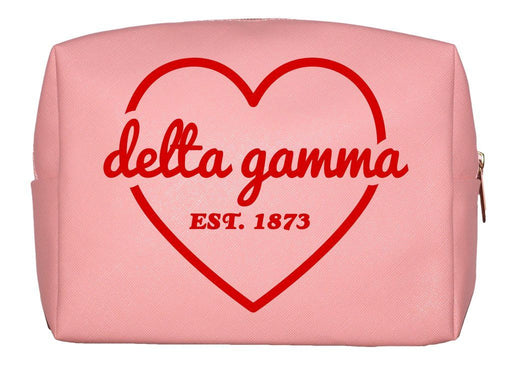 Delta Gamma Delta Gamma Pink with Red Heart Makeup Bag