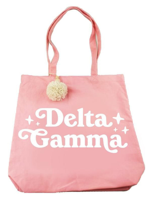 Delta Gamma Delta Gamma Retro Pom Pom Tote Bag