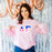 Printify Delta Gamma Two Tone Lettered Crew Sweatshirts Delta Gamma Two Tone Lettered Crew Sweatshirts