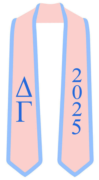 Discount Delta Gamma Greek 2 Tone Lettered Graduation Sash Stole W/ Year DISCOUNT-Delta Gamma Greek 2 Tone Lettered Graduation Sash Stole w/ Year