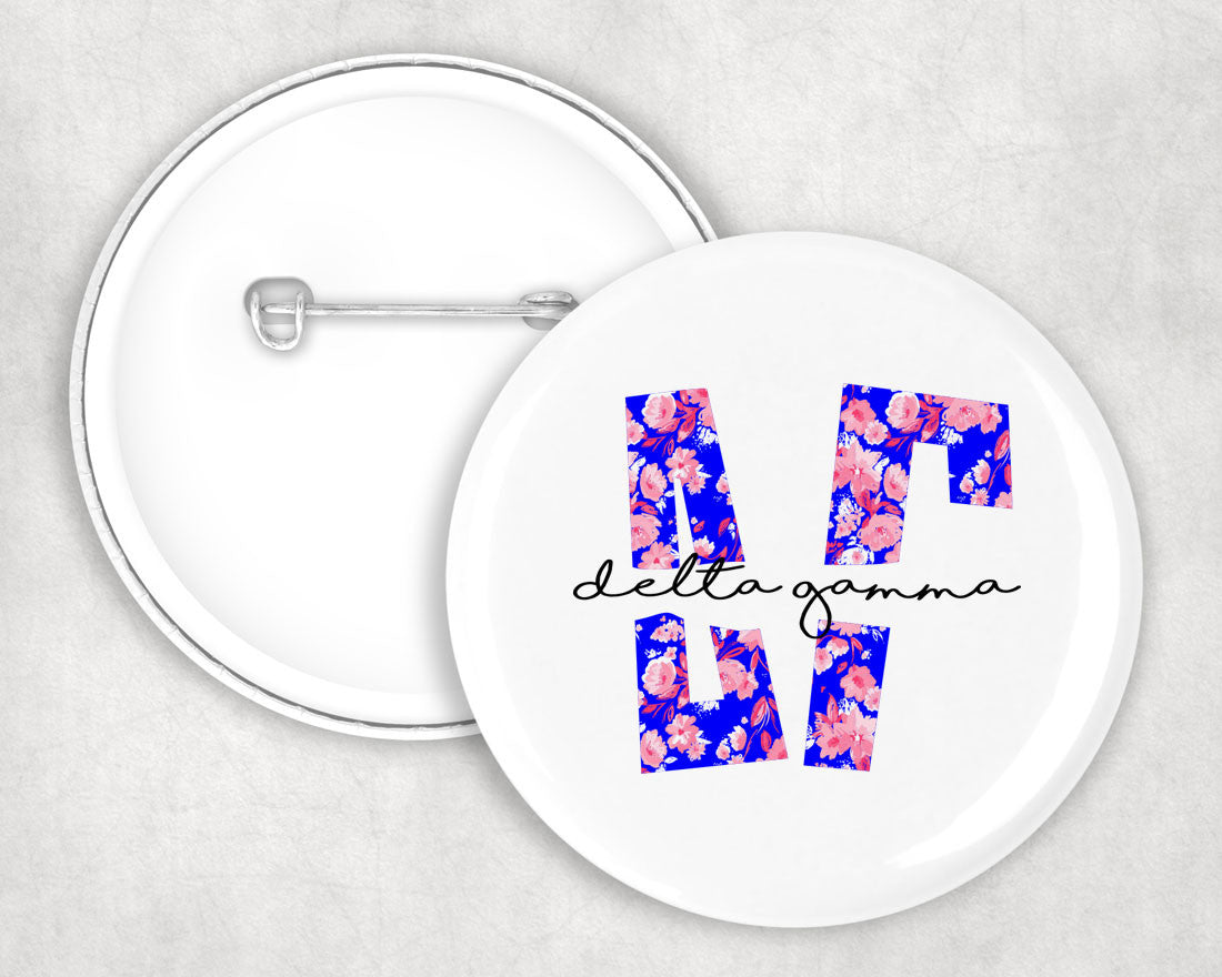 Delta Gamma Big Floral Pin Buttons Delta Gamma Big Floral Pin Buttons