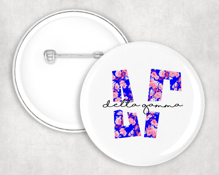 Delta Gamma Big Floral Pin Buttons Delta Gamma Big Floral Pin Buttons