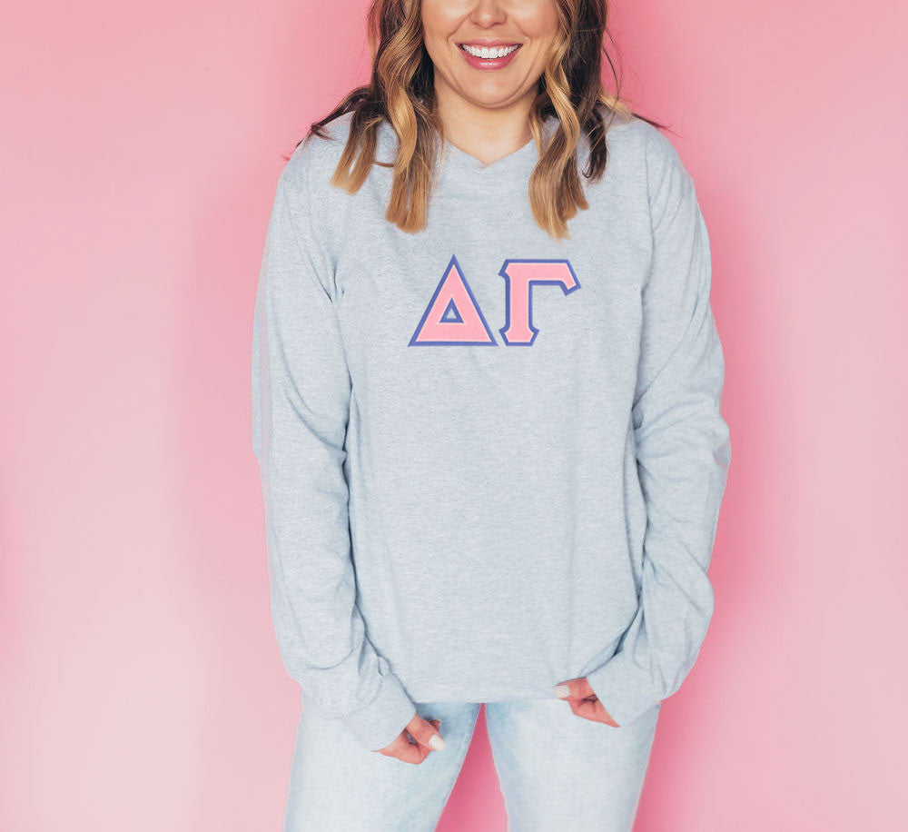 Discount Delta Gamma Lettered Long Sleeve Tee DISCOUNT Delta Gamma Lettered Long Sleeve Tee