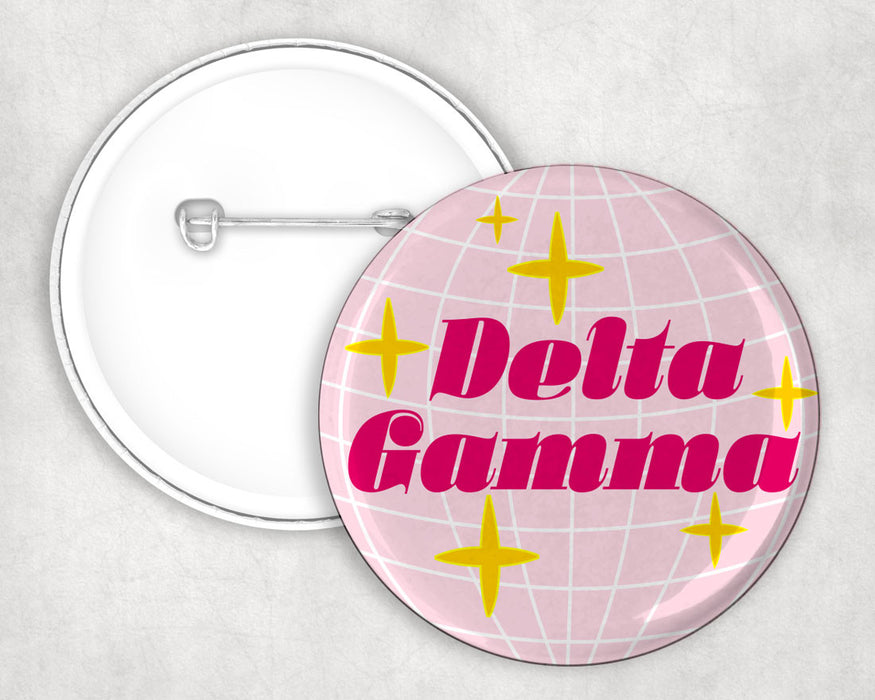 Delta Gamma Disco Pin Buttons Delta Gamma Disco Pin Buttons