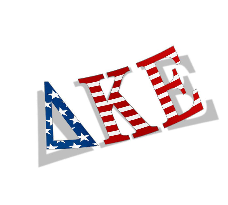 Delta Kappa Epsilon American Flag Greek Letter Sticker 2.5" Tall Delta Kappa Epsilon American Flag Greek Letter Sticker - 2.5