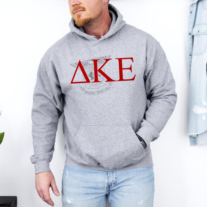 Printify Delta Kappa Epsilon Crest World Famous Hooded Sweatshirt Delta Kappa Epsilon Crest World Famous Hooded Sweatshirt
