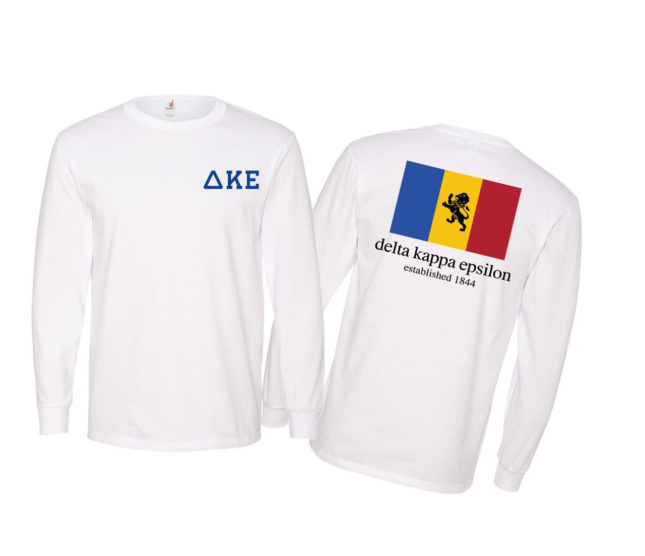 Greekgear Delta Kappa Epsilon Flag Long Sleeve T Shirt Delta Kappa Epsilon Flag Long Sleeve T-Shirt