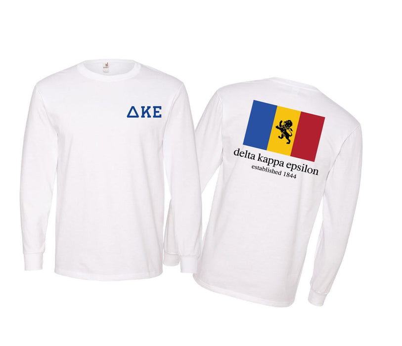 Greekgear Delta Kappa Epsilon Flag Long Sleeve T Shirt Delta Kappa Epsilon Flag Long Sleeve T-Shirt