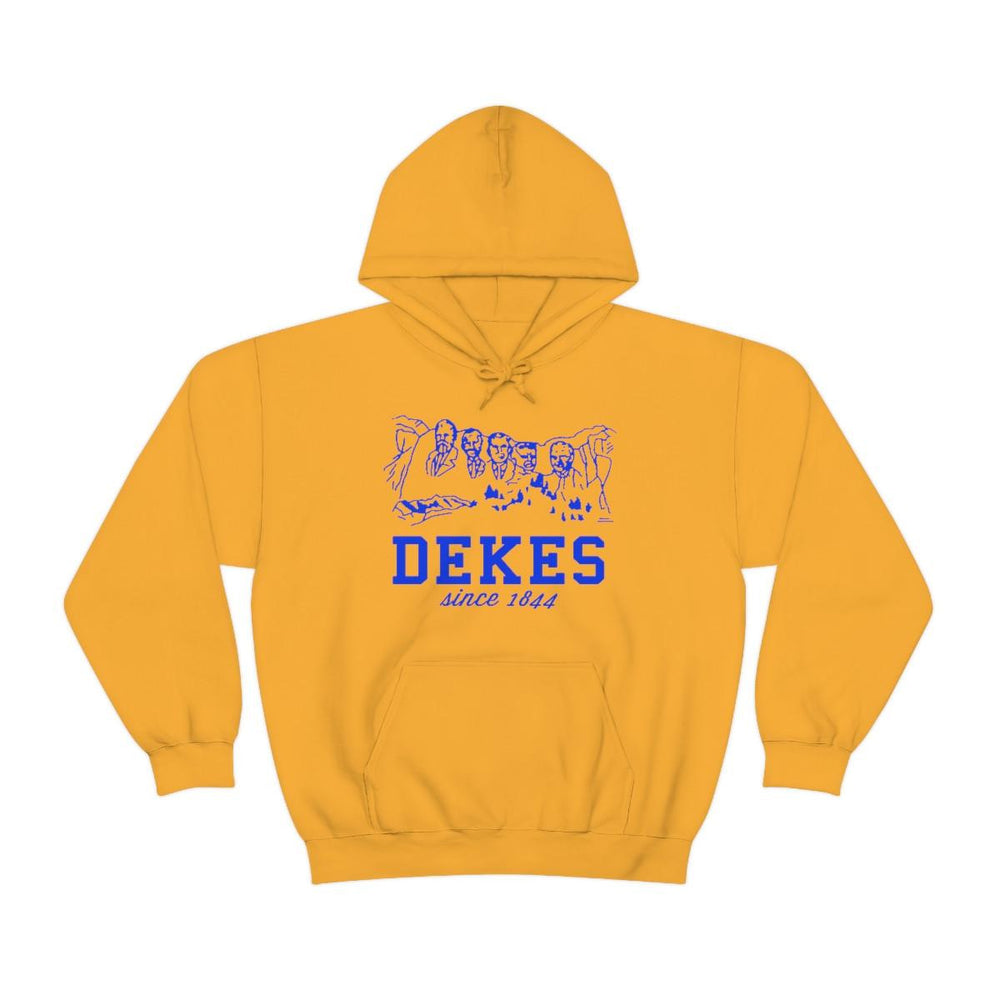 Printify Delta Kappa Epsilon Mount Rushmore Hooded Sweatshirt Delta Kappa Epsilon Mount Rushmore Hooded Sweatshirt