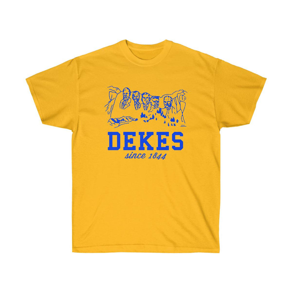 Printify Delta Kappa Epsilon Mount Rushmore Tees DELTA KAPPA EPSILON MOUNT RUSHMORE TEES