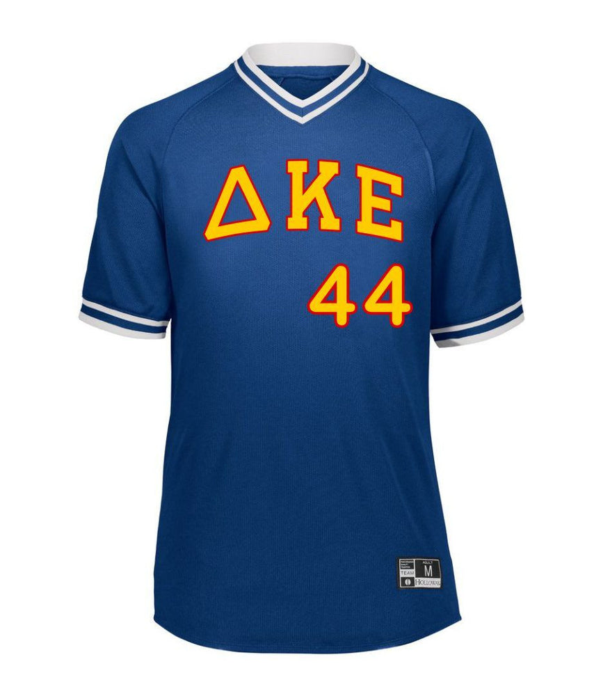 Delta Kappa Epsilon Retro V Neck Baseball Jersey Delta Kappa Epsilon Retro V-Neck Baseball Jersey
