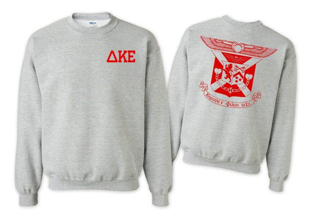 Printify Delta Kappa Epsilon World Famous Crest Shield Crewneck Sweatshirts Delta Kappa Epsilon World Famous Crest - Shield Crewneck Sweatshirts