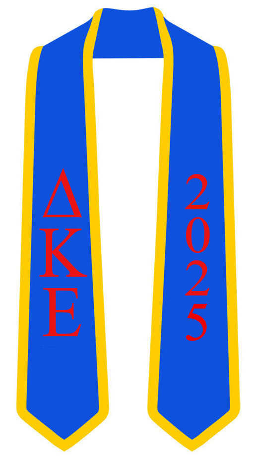 Delta Kappa Epsilon DISCOUNT-Delta Kappa Epsilon Greek 2 Tone Lettered Graduation Sash Stole w/ Year