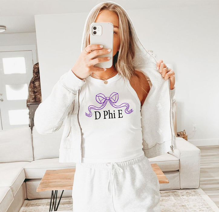 Printify Delta Phi Epsilon Bow Racer Tank Delta Phi Epsilon Bow Racer Tank