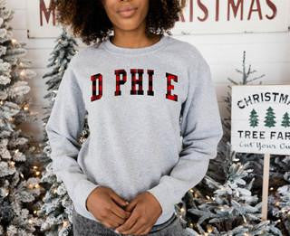 Delta Phi Epsilon Delta Phi Epsilon Christmas Plaid Nickname Crewnecks