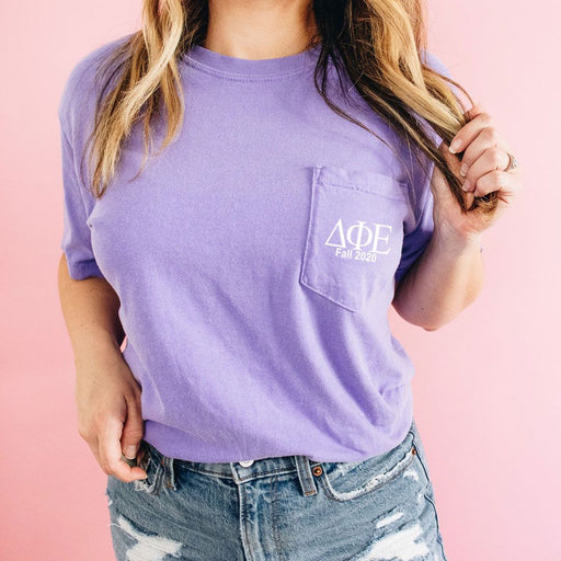 Delta Phi Epsilon Delta Phi Epsilon Custom Comfort Colors Pocket Tee