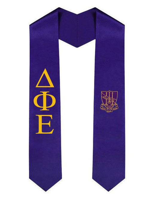 Delta Phi Epsilon Delta Phi Epsilon Greek Lettered Graduation Sash Stole With Crest