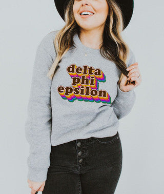 Delta Phi Epsilon Retro Maya Crewneck Sweatshirts Delta Phi Epsilon Retro Maya Crewneck Sweatshirts