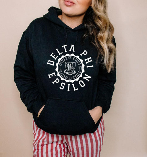 Delta Phi Epsilon Delta Phi Epsilon Unisex College Seal Hoodie