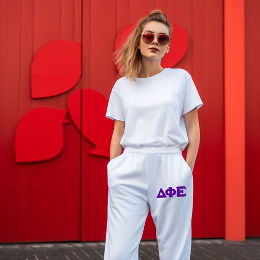 Delta Phi Epsilon Lettered Thigh Sweatpants