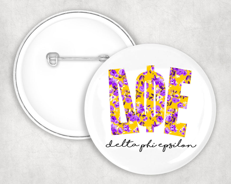 Delta Phi Epsilon Big Floral Pin Buttons Delta Phi Epsilon Big Floral Pin Buttons