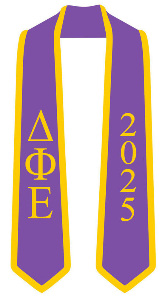 Discount Delta Phi Epsilon Greek 2 Tone Lettered Graduation Sash Stole W/ Year DISCOUNT-Delta Phi Epsilon Greek 2 Tone Lettered Graduation Sash Stole w/ Year