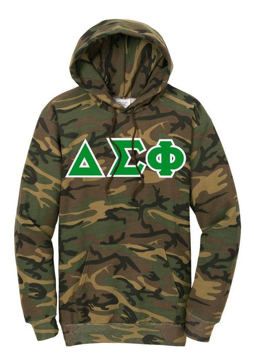 Discount Delta Sigma Phi Camo Pullover Hooded Sweatshirt DISCOUNT-Delta Sigma Phi Camo Pullover Hooded Sweatshirt