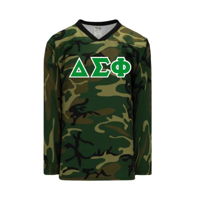 Delta Sigma Phi Camouflage Lettered Hockey Jersey Delta Sigma Phi Camouflage Lettered Hockey Jersey