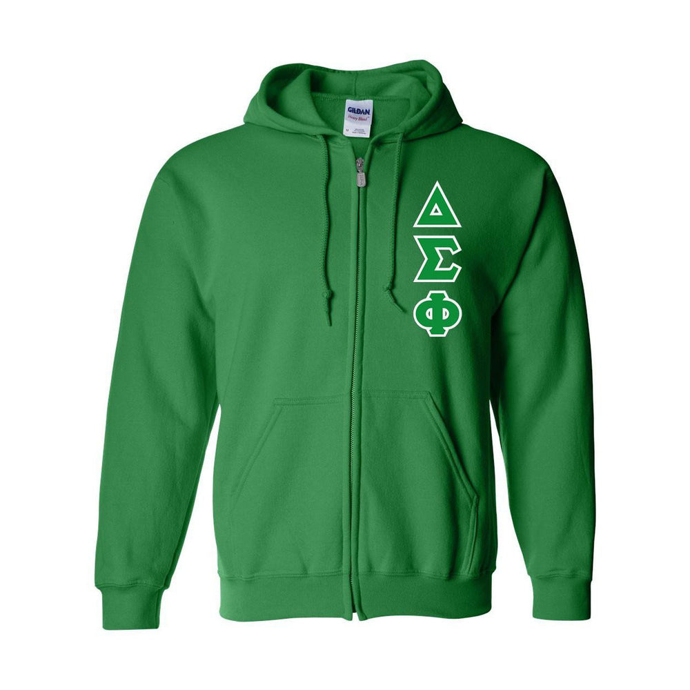 Delta Sigma Phi Heavy Full Zip Hoodie 3" Letters Delta Sigma Phi Heavy Full Zip Hoodie - 3