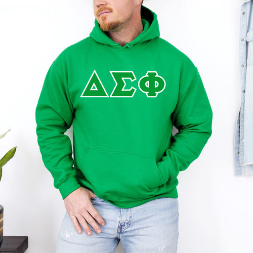 Delta Sigma Phi DISCOUNT Delta Sigma Phi Lettered Hooded Sweatshirt - Best Value