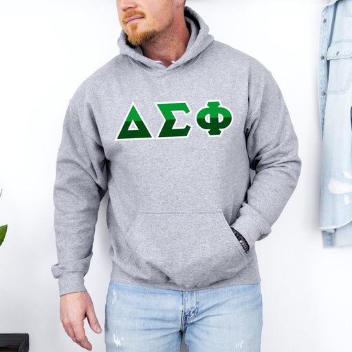 Delta Sigma Phi Delta Sigma Phi Two Toned Greek Lettered Hooded Sweatshirts