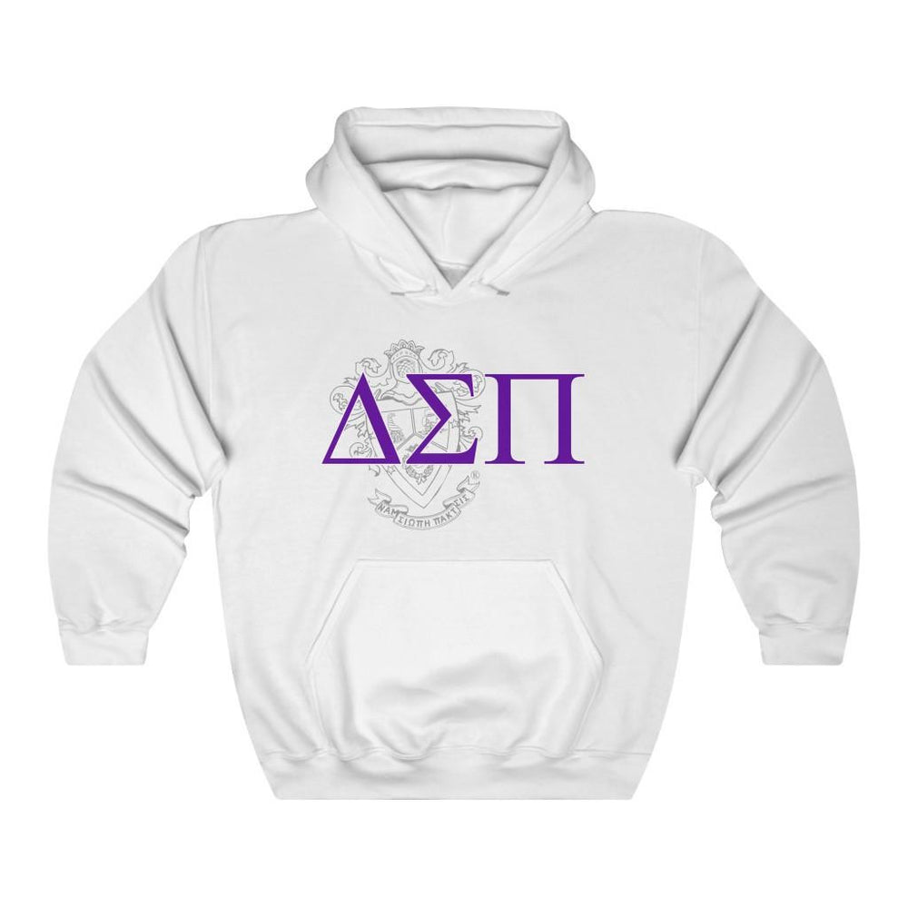 Printify Delta Sigma Pi Crest World Famous Hooded Sweatshirt Delta Sigma Pi Crest World Famous Hooded Sweatshirt