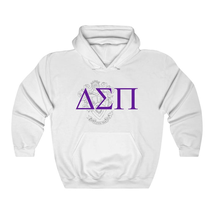 Printify Delta Sigma Pi Crest World Famous Hooded Sweatshirt Delta Sigma Pi Crest World Famous Hooded Sweatshirt