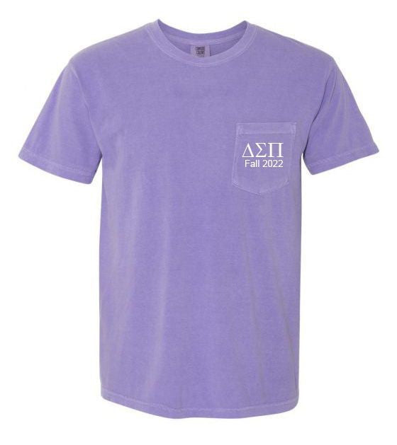 Delta Sigma Pi Greek Letter Comfort Colors Pocket Tee Delta Sigma Pi Greek Letter Comfort Colors Pocket Tee