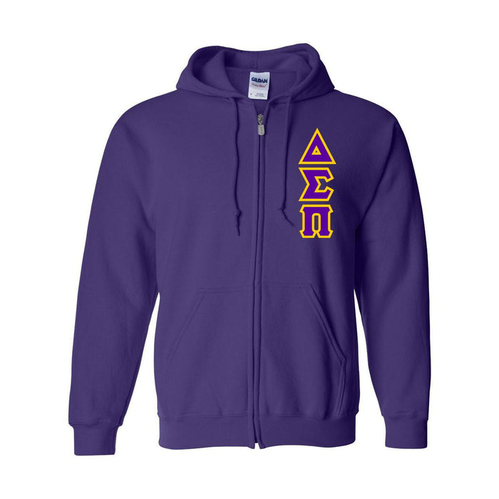Delta Sigma Pi Heavy Full Zip Hoodie 3" Letters Delta Sigma Pi Heavy Full Zip Hoodie - 3