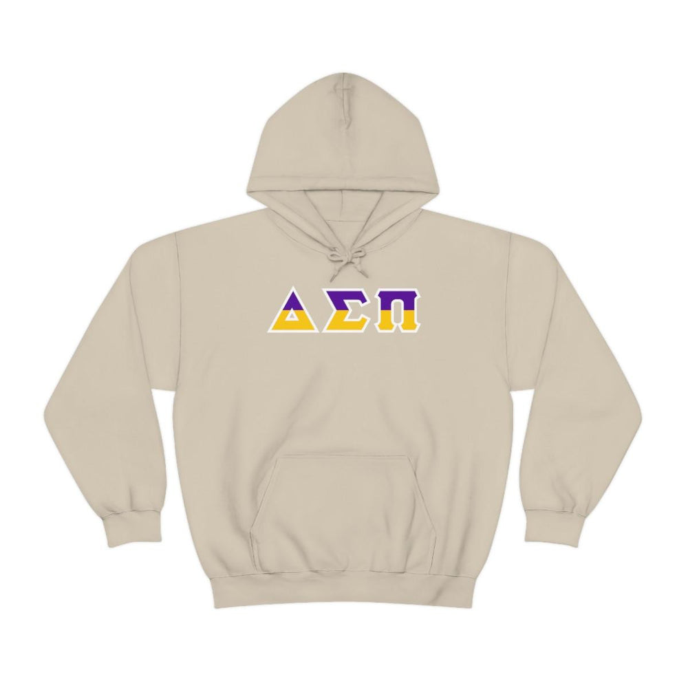 Printify Delta Sigma Pi Two Toned Greek Lettered Hooded Sweatshirts Delta Sigma Pi Two Toned Greek Lettered Hooded Sweatshirts