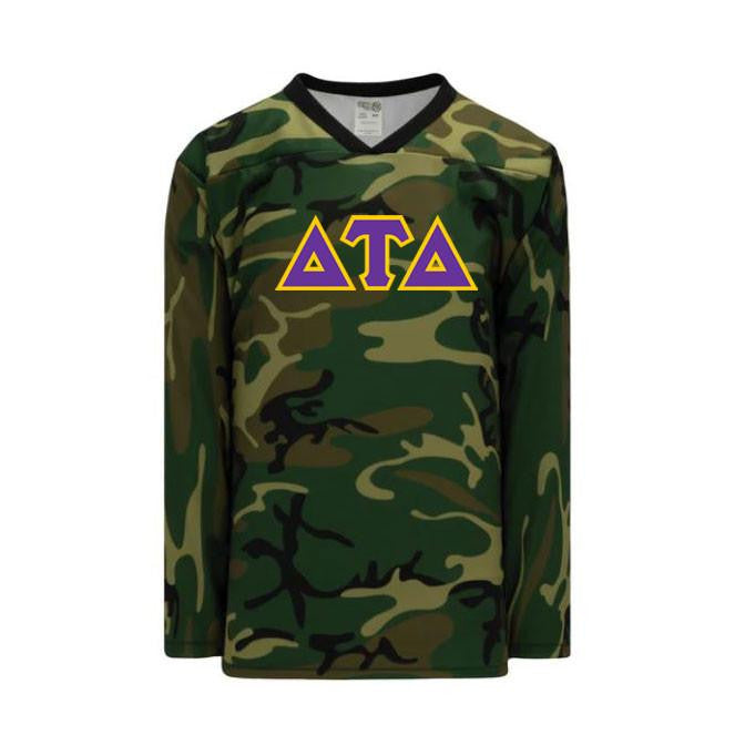Delta Tau Delta Camouflage Lettered Hockey Jersey Delta Tau Delta Camouflage Lettered Hockey Jersey