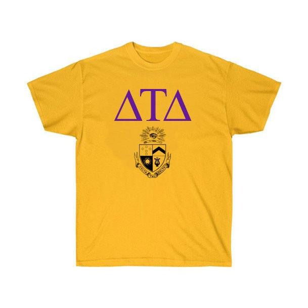 Printify Delta Tau Delta Greek Crest Cotton Tee Delta Tau Delta Greek Crest Cotton Tee