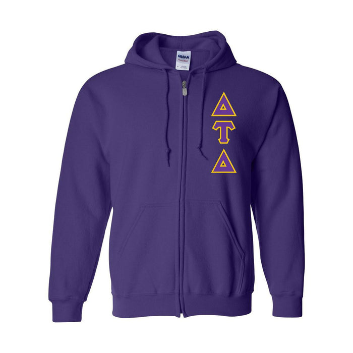 Delta Tau Delta Heavy Full Zip Hoodie 3" Letters Delta Tau Delta Heavy Full Zip Hoodie - 3