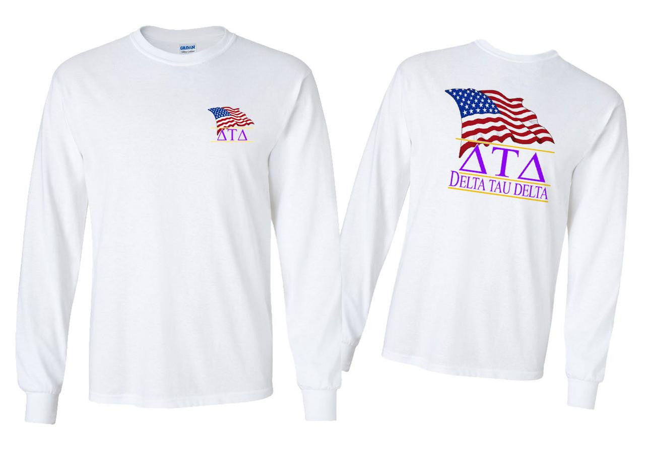 Greekgear Delta Tau Delta Patriot Long Sleeve T Shirts Delta Tau Delta Patriot Long Sleeve T-Shirts