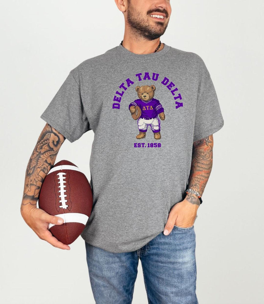 Delta Tau Delta Teddy Bear Football T Shirt Delta Tau Delta Teddy Bear Football T-Shirt