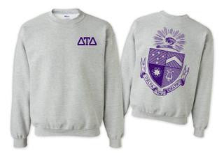 Printify Delta Tau Delta World Famous Crest Shield Crewneck Sweatshirts Delta Tau Delta World Famous Crest - Shield Crewneck Sweatshirts