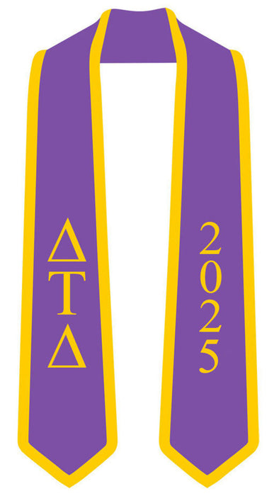 Discount Delta Tau Delta Greek 2 Tone Lettered Graduation Sash Stole W/ Year DISCOUNT-Delta Tau Delta Greek 2 Tone Lettered Graduation Sash Stole w/ Year