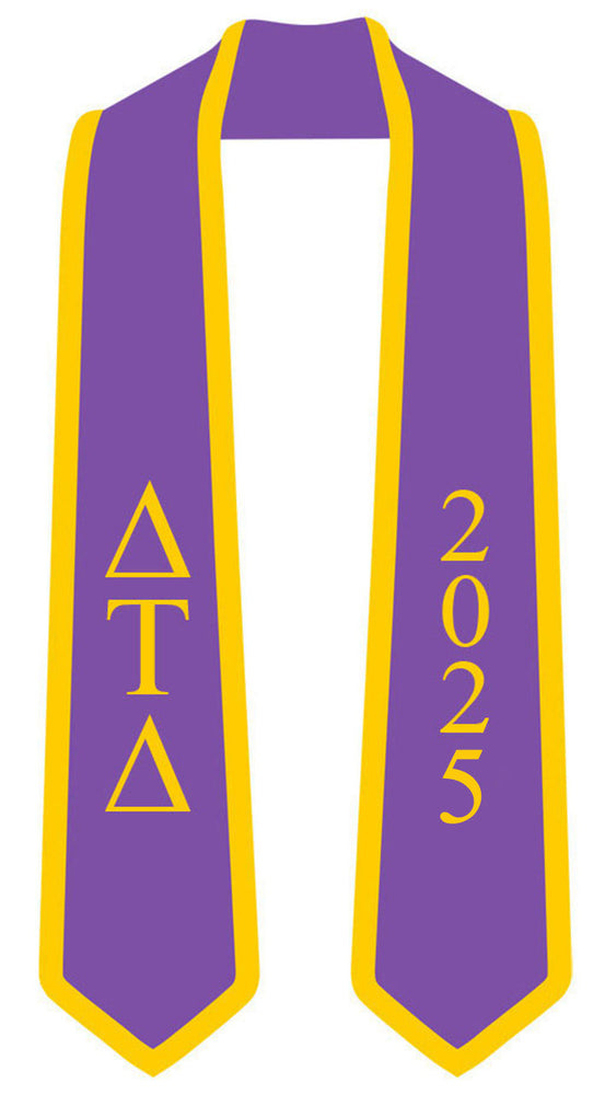 Discount Delta Tau Delta Greek 2 Tone Lettered Graduation Sash Stole W/ Year DISCOUNT-Delta Tau Delta Greek 2 Tone Lettered Graduation Sash Stole w/ Year