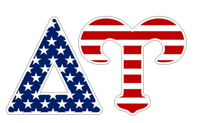 Delta Upsilon American Flag Greek Letter Sticker 2.5" Tall Delta Upsilon American Flag Greek Letter Sticker - 2.5