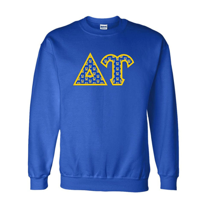 Delta Upsilon Fraternity Crest Shield Twill Letter Crewneck Sweatshirt Delta Upsilon Fraternity Crest - Shield Twill Letter Crewneck Sweatshirt