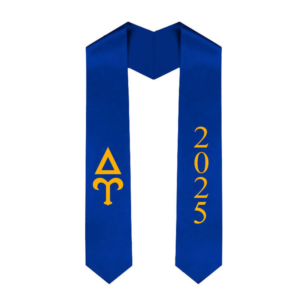 Delta Upsilon Greek Lettered Graduation Sash Stole With Year Best Value Delta Upsilon Greek Lettered Graduation Sash Stole With Year - Best Value