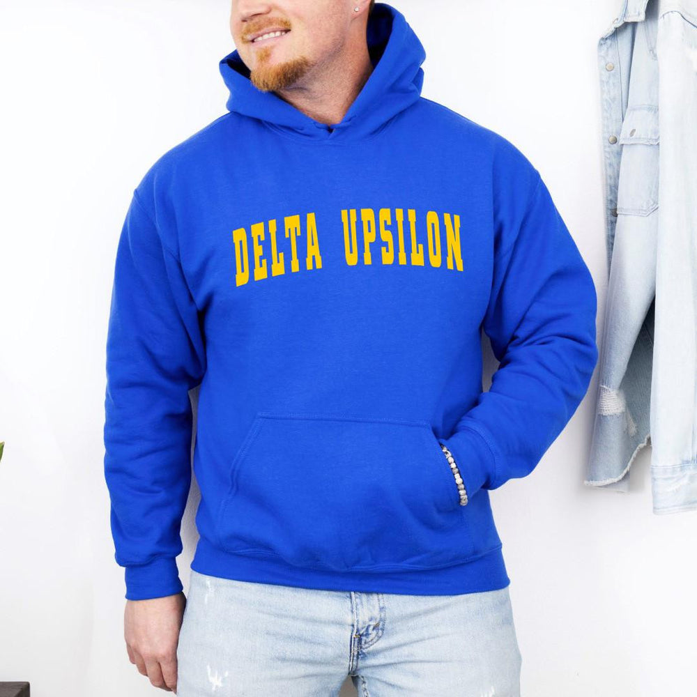 Delta Upsilon Letterman Hooded Sweatshirts Delta Upsilon Letterman Hooded Sweatshirts